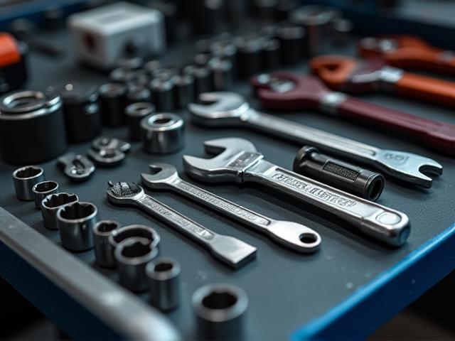 Close-up view of workshop tools